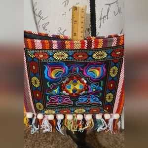 NWOT | Vintage Medium Messenger Bag | Embroidered Detail Tassel Decor